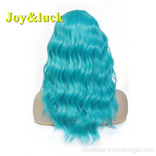 Light Brown Wig for Women Wholesale Price18 inch Middle Part Finger Wave Natural Water Wave Cosplay Costume Synthetic Hair Wig